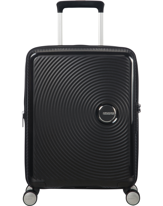 Soundbox 4-wheel cabin baggage Spinner Expandable suitcase 55x40x20/23cm Bass Black