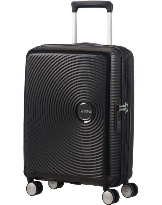 Soundbox 4-wheel cabin baggage Spinner Expandable suitcase 55x40x20/23cm Bass Black