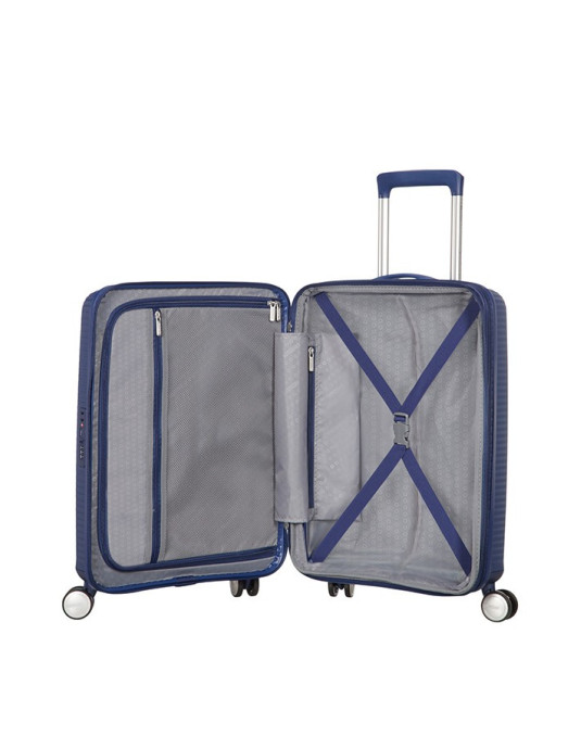 Soundbox 4-wheel cabin baggage Spinner Expandable suitcase 55x40x20/23cm Bass Black