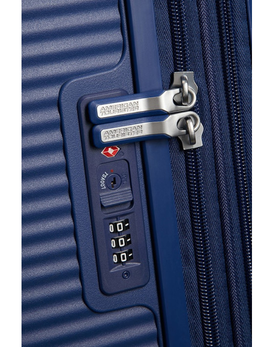 Soundbox 4-wheel cabin baggage Spinner Expandable suitcase 55x40x20/23cm Bass Black