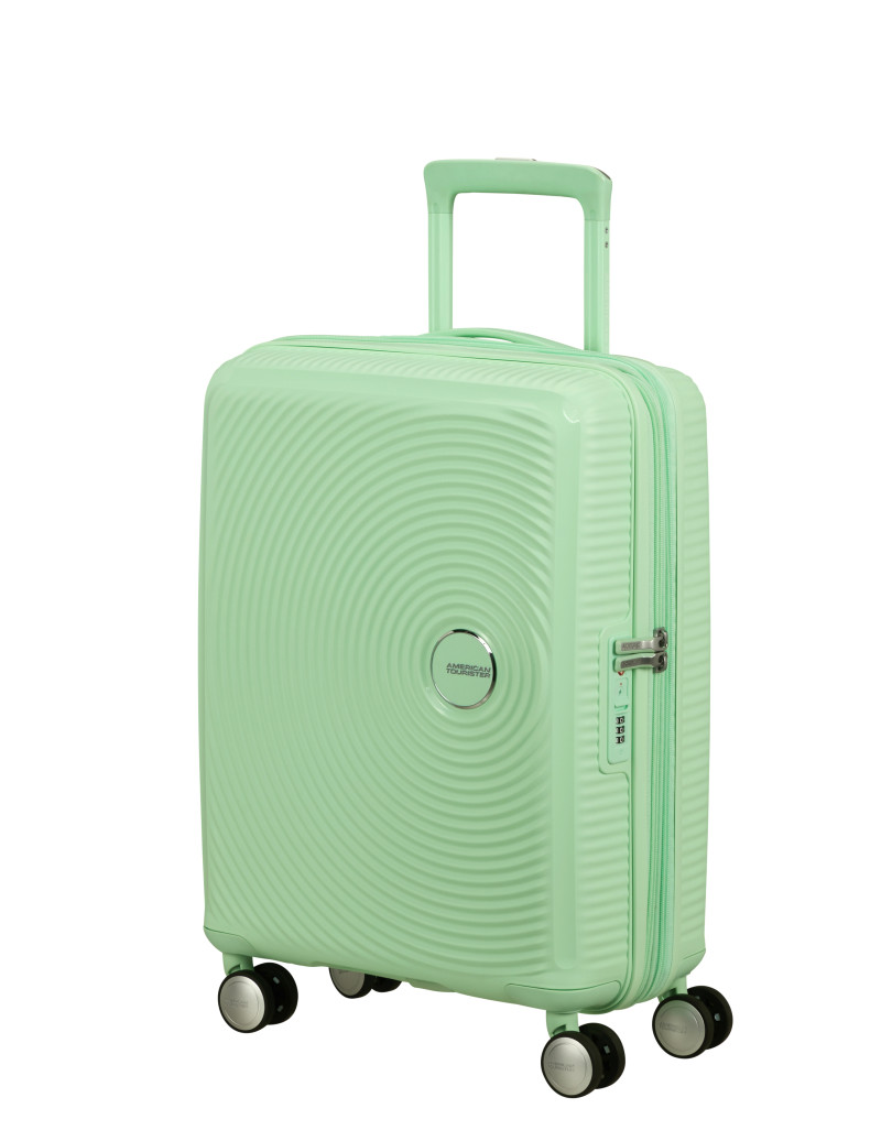 Soundbox 4-wheel cabin baggage Spinner Expandable suitcase 55x40x20/23cm Bass Black