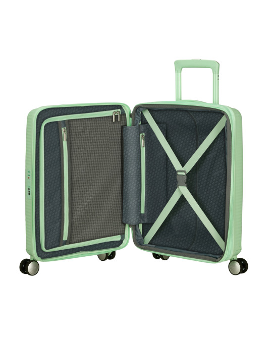 Soundbox 4-wheel cabin baggage Spinner Expandable suitcase 55x40x20/23cm Bass Black