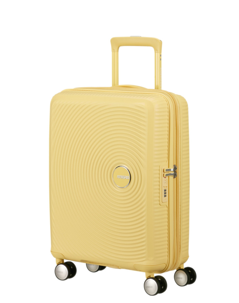 Soundbox 4-wheel cabin baggage Spinner Expandable suitcase 55x40x20/23cm Bass Black