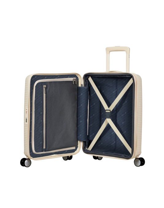 Soundbox 4-wheel cabin baggage Spinner Expandable suitcase 55x40x20/23cm Bass Black