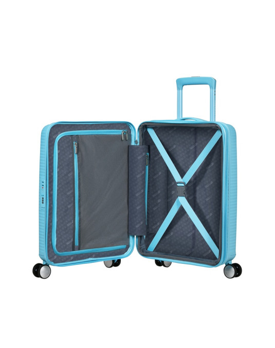 Soundbox 4-wheel cabin baggage Spinner Expandable suitcase 55x40x20/23cm Bass Black